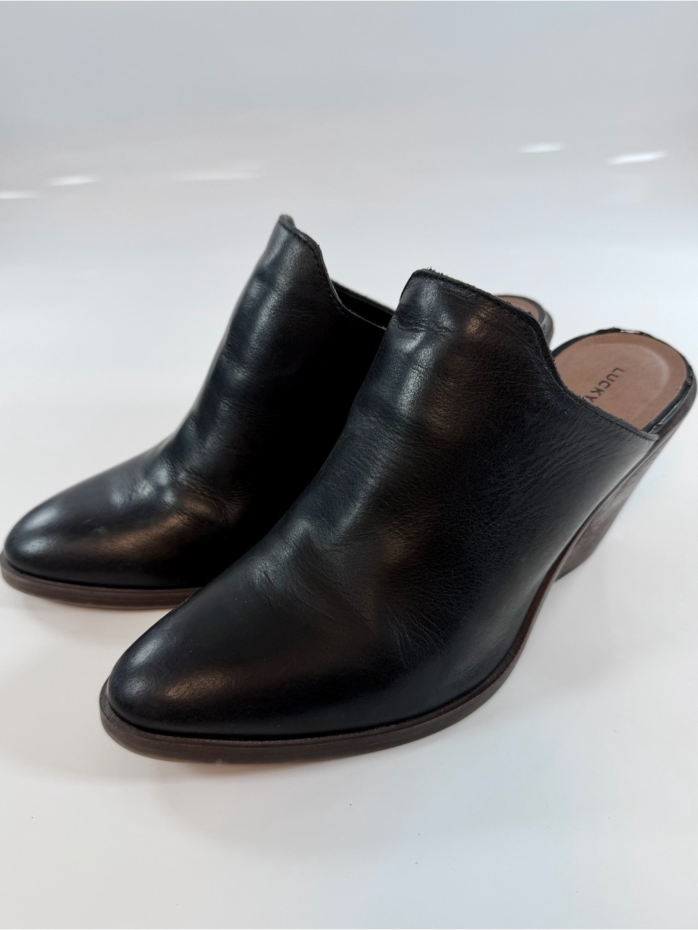 Lucky Brand Lullin Leather Mule Booties Women’s‎ 7.5M Black